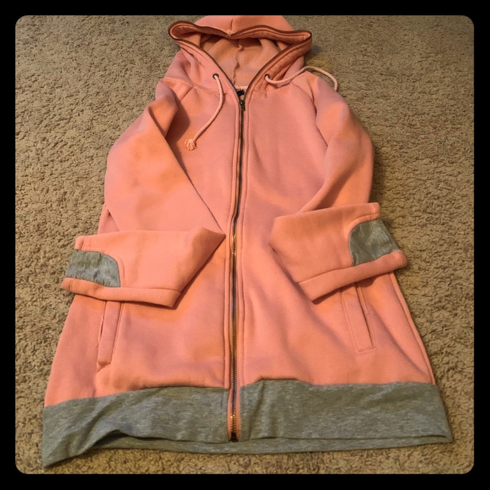 Large Ampersand Avenue pink and grey full zip